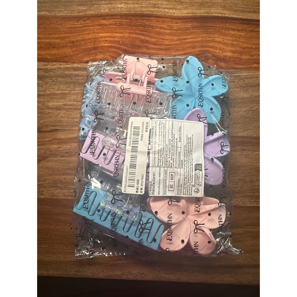 EOSRTHN Hair Accessory Set Flower Matte Clips Clear Floral Clips Scrunchies New